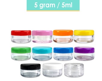 High Quality 5 Gram/ML Plastic Small Sample Container Jars for Cosmetic Cream Makeup Jewelry Beads Art Craft Supplies Food BPA Free