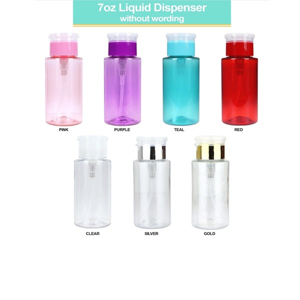 Pana 7 Oz Liquid Push Down Pump Dispenser Bottle with Flip Top Cap - Hold Nail Polish/Makeup Remover, Cleansers and More!