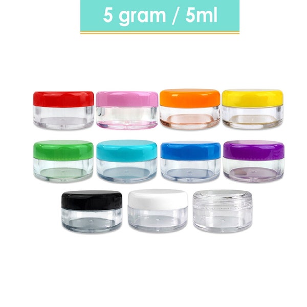 High Quality 5 Gram/ML Plastic Small Sample Container Jars for Cosmetic Cream Makeup Jewelry Beads Art Craft Supplies Food BPA Free