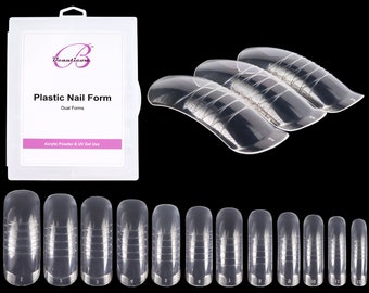 Beauticom USA Dual Nail Form Set - Frosted Form Box with 120 pc Clear False Nail Form Tips for Nail Salons and DIY Manicure