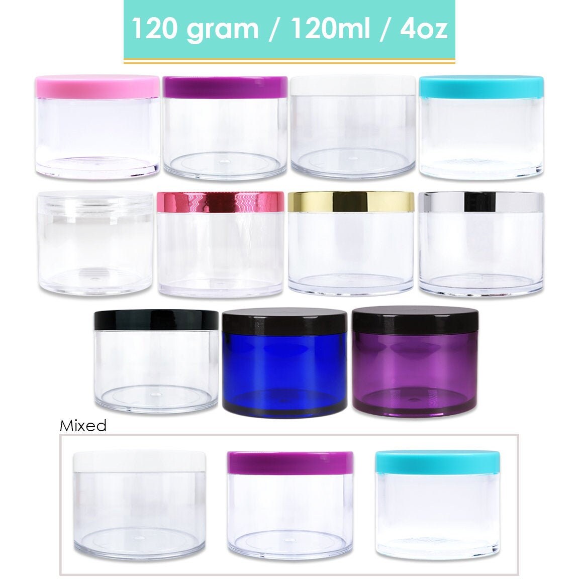 4 Oz 1 Gram 1 Ml Round High Quality Acrylic Leak Proof Etsy