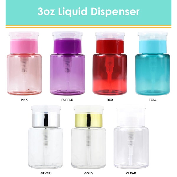 Pana 3 Oz Liquid Push Down Pump Dispenser Bottle with Flip Top Cap - Hold Nail Polish/Makeup Remover, Cleansers and More!