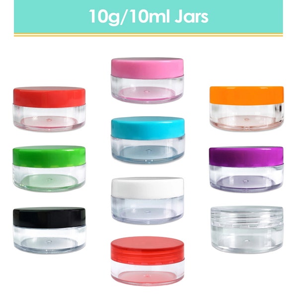 10 Gram/ML Plastic Small Sample Container Jars for Cosmetic, Jewelry, Beads, art craft supplies, food, candy, cream-BPA Free