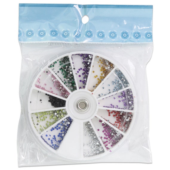 Small Round Assorted Colors Rhinestones Nail Art Deco Wheel Colors