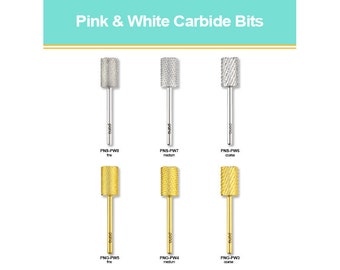 PANA USA 3/32" Pink & White Carbide Nail Drill Bit - For Professional Nail Art Electric Dremel Drill Machine (Color: Gold / Silver)