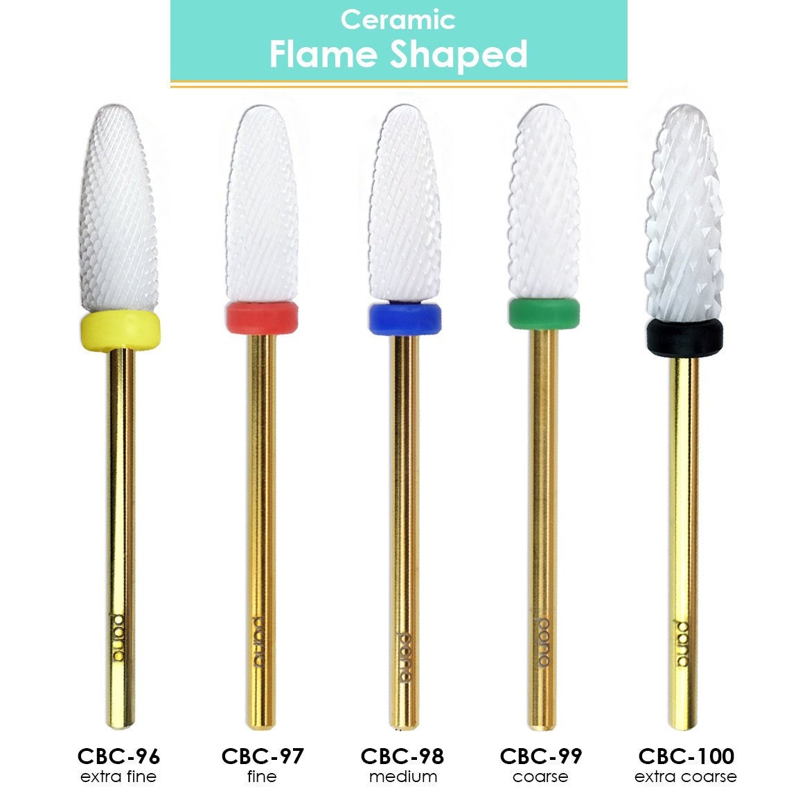 Bit shape. Flame nail bits.