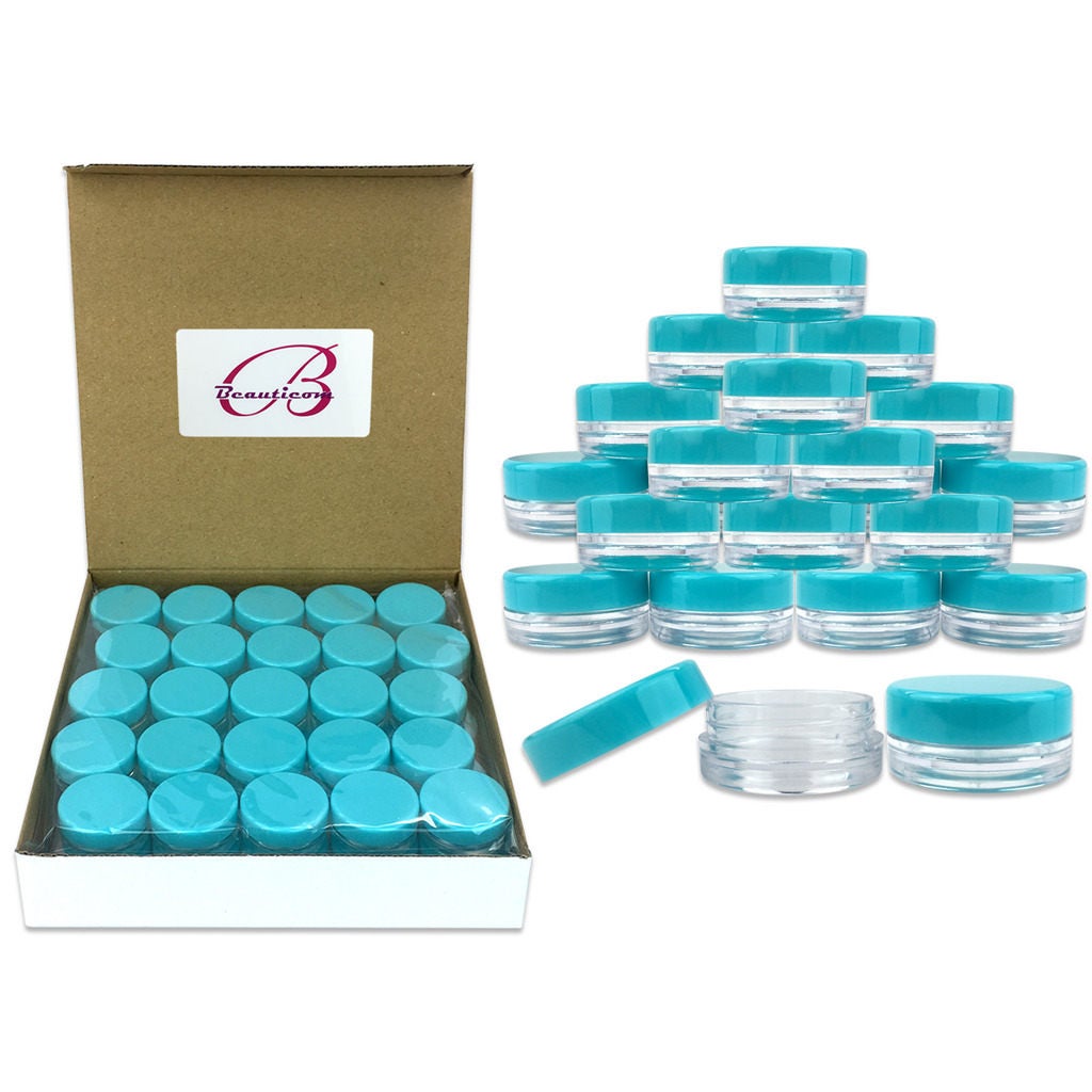 3 Gram 3 ml Round Clear Plastic Small Sample Jars with Teal Etsy