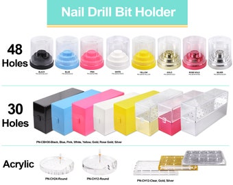 PANA Nail Drill Bit Holder Stand Display Organizer- Dust Proof Storage Container Box