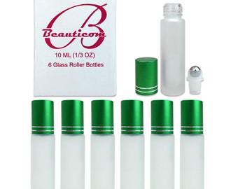 10ml 1/3 Oz Green High Quality Frosted Glass Roll On Bottles for Storing Essential Oil Aromatherapy Blends Perfume Cologne Massage Oils