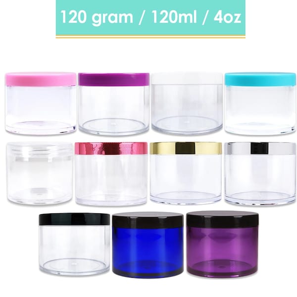 4 Oz 120 Gram 120 ml Round High Quality Acrylic Leak Proof Container Jars - For Cream Lotions Makeup Beauty Cosmetics