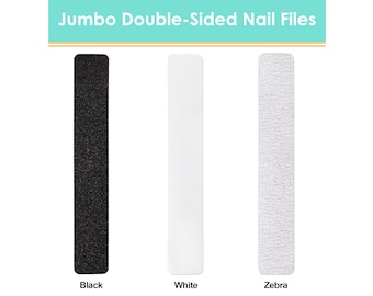 PANA USA Jumbo Professional Double Sided Nail Files Buffers - Color Black,White or Zebra, 10 pieces pack