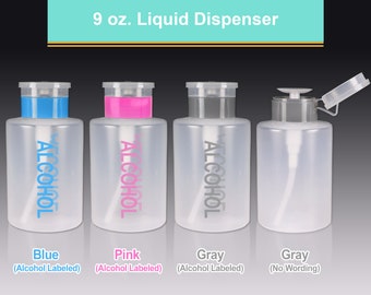 Pana 9 Oz Empty Bottle Liquid Push Down Pump Dispenser Bottle with Flip Top Cap - Hold Nail Polish/Makeup Remover, Cleansers and More!