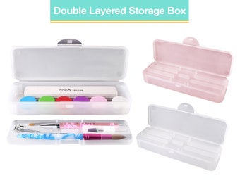 Beauticom Frosted Double-Layer Personal Storage Case - For Professional Nail Art Pens Nail Brush Tools Storage Box Container Case Box