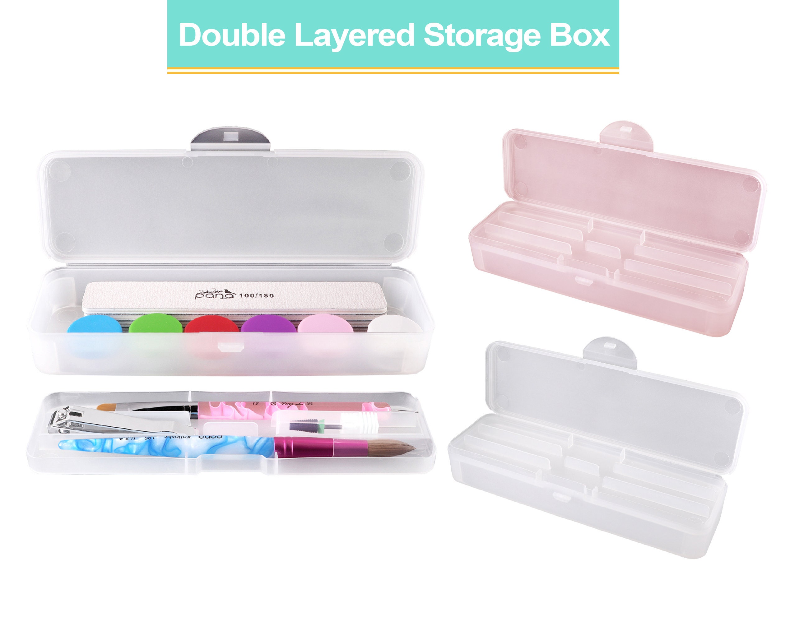 Beauticom Frosted Double-layer Personal Storage Case for Professional Nail  Art Pens Nail Brush Tools Storage Box Container Case Box 