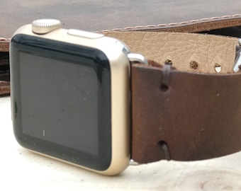 Leather Apple iWatch 38 mm - 42 mm Band | Series 1 / 2 / 3 iWatch Strap / Band Dark  Brown Graduation Gift Father Day Gift