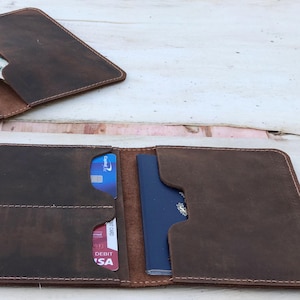 MONOGRAMMED Leather Travel Wallet Personalized Passport Cover Distressed Leather Passport Holder Personalized Groomsmen Gift