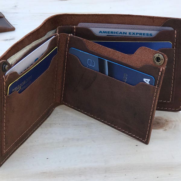 Slim Leather Wallet - Etsy