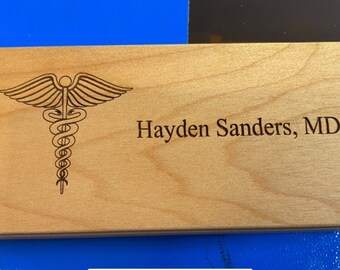 Medical Gift Engraved Wooden Pen Set  Monogramed Pen Case Rosewood Pen Box Pen Personalized Executive Pen MD Gift Caduceus