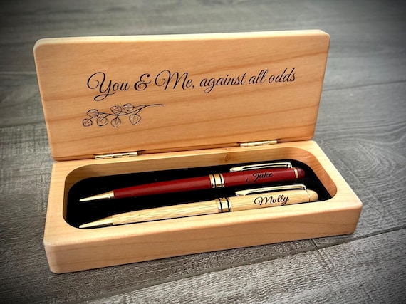 Engraved Wooden Pen Set  Monogramed Pen Case Rosewood Pen Box Pen Personalized Executive Pen Engagement Gift Wedding Gift Valentine's Day