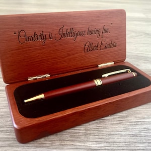 Gepersonaliseerde pennenetui palissander pennendoos Natuurlijke houten pennenset gegraveerde pennenetui Houten pen pennenset monogram palissander pennenetui