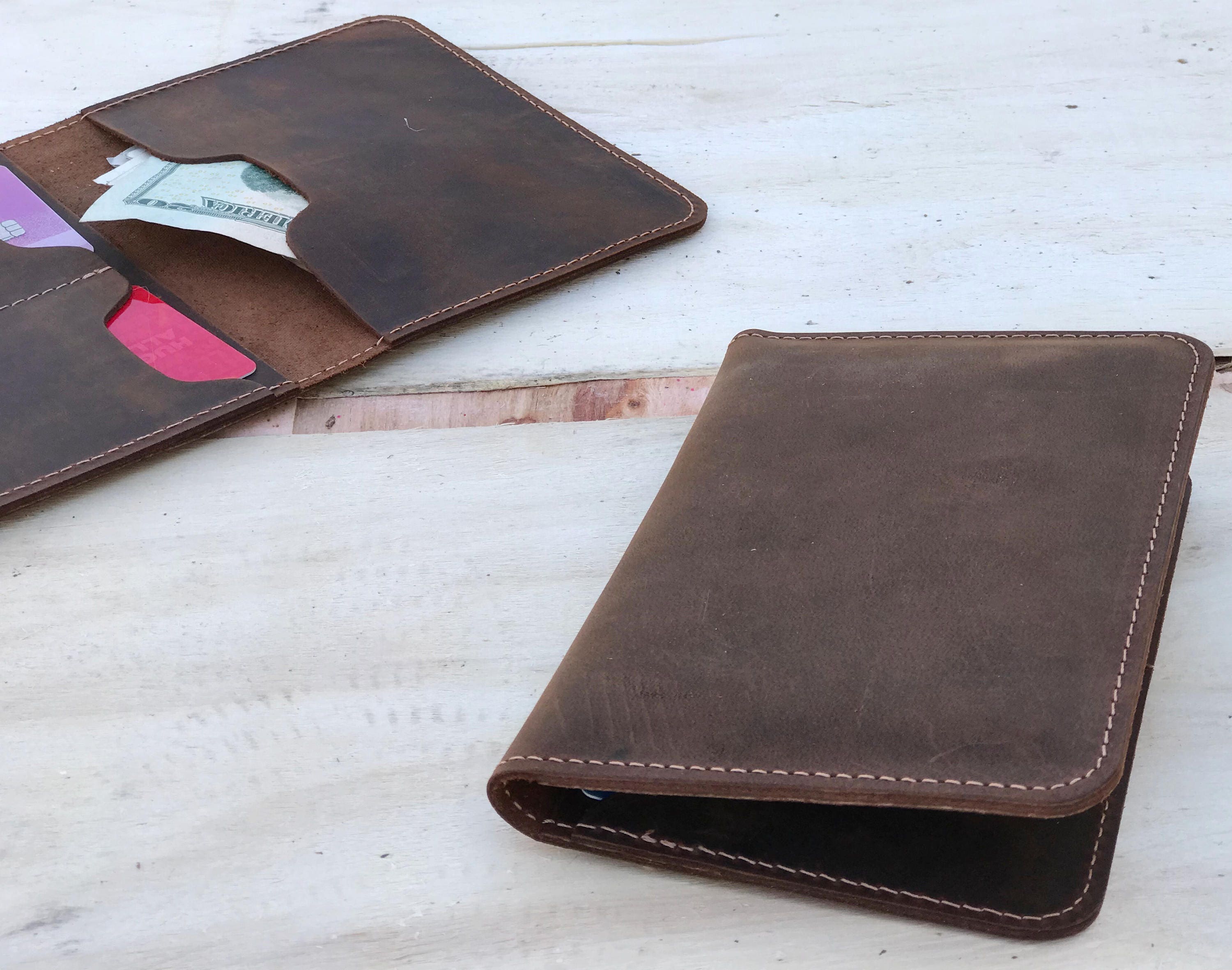 MONOGRAMMED Leather Travel Wallet Personalized Passport Cover - Etsy