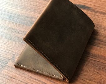 Personalized Bifold Leather Wallet, Unisex Wallet, Minimalist Leather Wallet, Slim Leather Wallet, Distressed Leather Wallet Father's Day