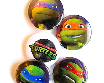 Zestaw przypinek TEENAGE MUTANT Ninja Turtles 25 mm 1" Pinback z filmu retro z lat 80. Wojownicze Żółwie Ninja, figurka Michelangelo Donatello Raphael Leonardo