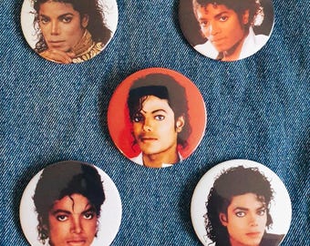 MICHAEL JACKSON MJ Badge Button Set 57 mm 2 1/4" Pin Pinback Purple Rain 1980er Jahre retro Rock achtziger Thriller Bad King Of Pop Dance Neverland