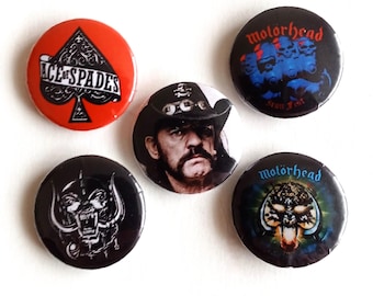 Zestaw przypinek MOTORHEAD 25 mm 1" Pinback Zespół rockowy heavy metalowy z lat 80. retro