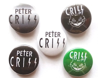 Zestaw przypinek KISS Band 25 mm Peter Criss – gadżety dla fanów muzyki retro rockowej Catman