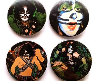 Zestaw przypinek KISS PETER CRISS 57 mm 2 1/4" Pinback Catman Gene Simmons Paul Stanley Peter Criss Zespół rockowy retro z lat 70. glam metal