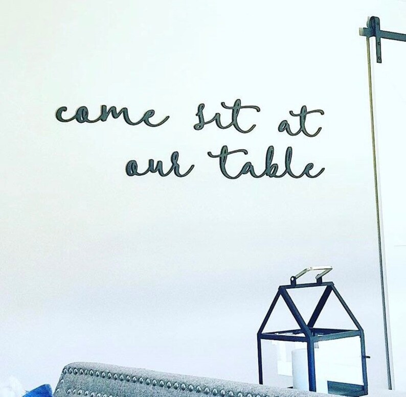 Come sit at our table dining room word wood cut out wall art etsy