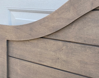 Twin Faux Shiplap Arch Wooden Hanging Headboard with Frame