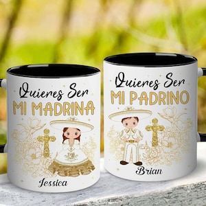 Godparent Proposal Mug Set, Set Of 2 Mugs, Quieres Ser Mi Padrino, Quieres Ser Mi Madrina, Spanish Baptism Proposal, Godparent Proposal Gift