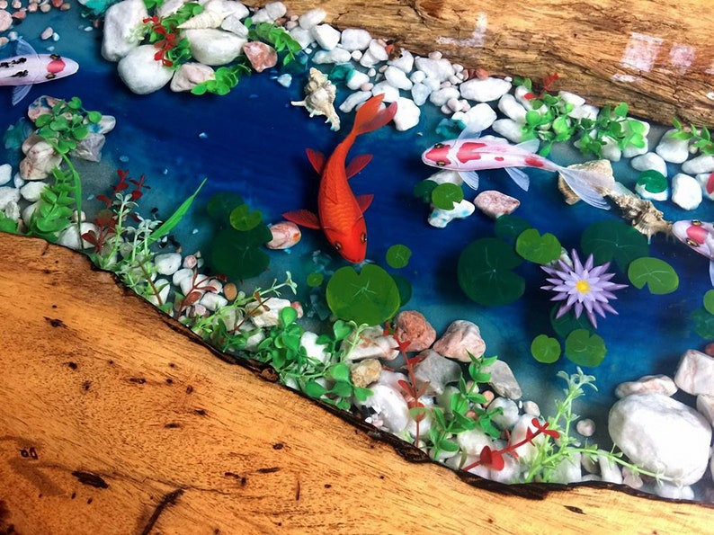 Custom Koi Fish Stream Epoxy Table Top Resin Best Resin For Etsy
