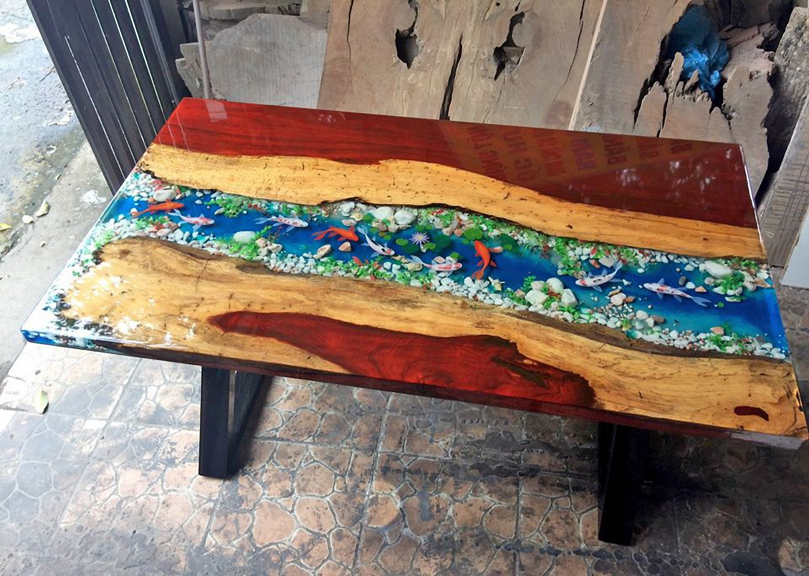 Custom Koi Fish Stream Epoxy Table Top Resin Best Resin For Etsy