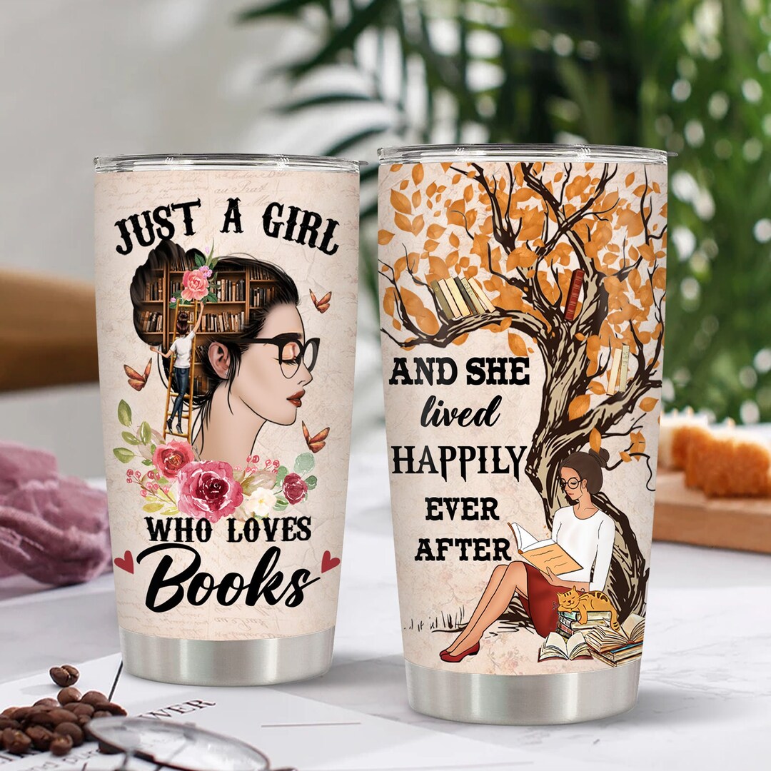 Personalized Reading Girl Wine Tumbler - Gift Idea For Book Lovers - Just A Girl Who Loves Books main image 1