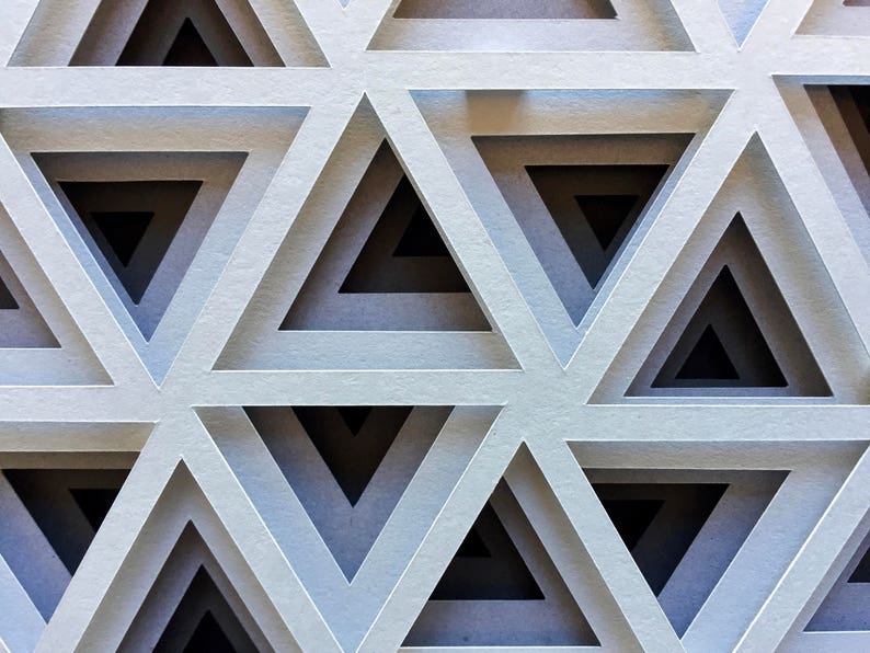 3D Triangle Paper Cut Hanging Wall Art Grey Ombre Hanging Etsy