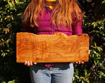 Live Edge Olive Wood Charcuterie Board: Handmade Cheese Serving Board