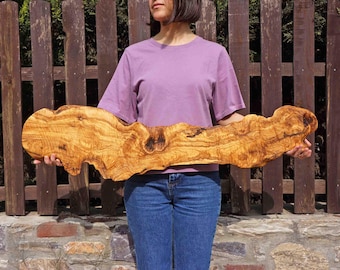 Handmade Long Olive Wood Charcuterie Board: Live Edge Cheese Board