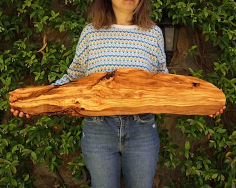 Handmade Olive Wood Charcuterie Board: Live Edge Cheese Board with Knife