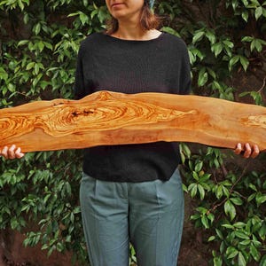 Personalized Olive Wood Charcuterie Board: Natural Edge, Handmade Knife