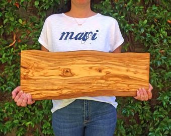 Handmade Live Edge Olive Wood Serving Board: Personalized Cheese Board