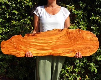 XL Olive Wood Live Edge Charcuterie Board: Handmade Serving Board (43.3 x 12.2 inch)