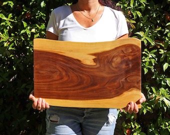 Live Edge Elm Wood Charcuterie Board: Rustic Cheese Serving Board