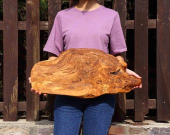 Personalized Olive Wood Serving Board, Live Edge Cheese Board