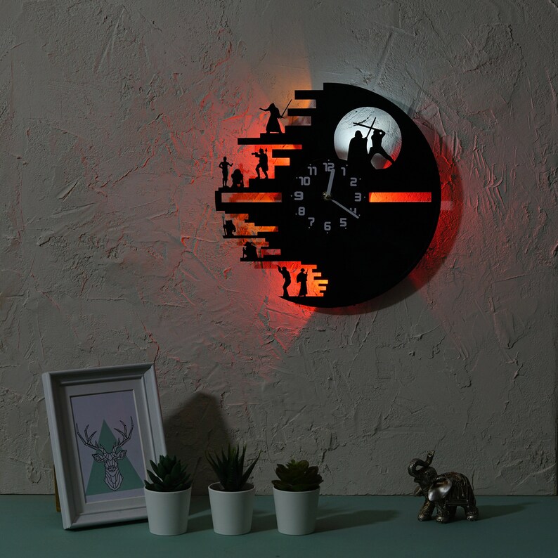 Wall clock Star Wars Unique clock with LED backlight Etsy