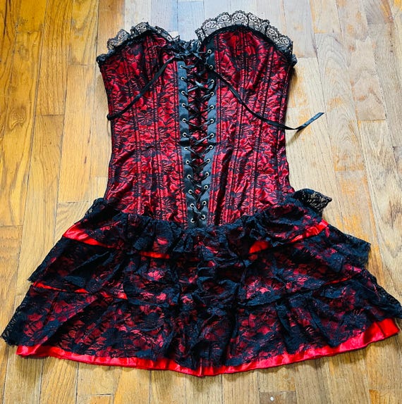 white christmas dresses Historically Inspired Gothic Black Ornate Bustier Mini Dress main image 0