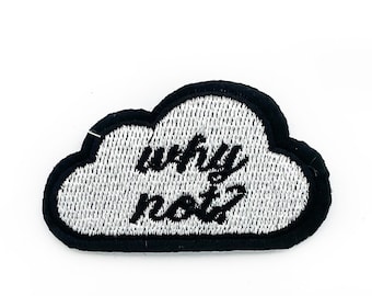 Süßer Inspirierendes Zitat Patch - Schwarz und Weiß Wolke Patch - Anti Procrastinating Badge - Imagination Patch - Ermutigung Badge