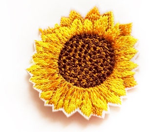 Sunflower Iron On Patch - Sunflower Patches - Yellow Flower Patch - Sunflower Badge - Small Patches - DIY Embroidery Flowers - approx 4.5cm